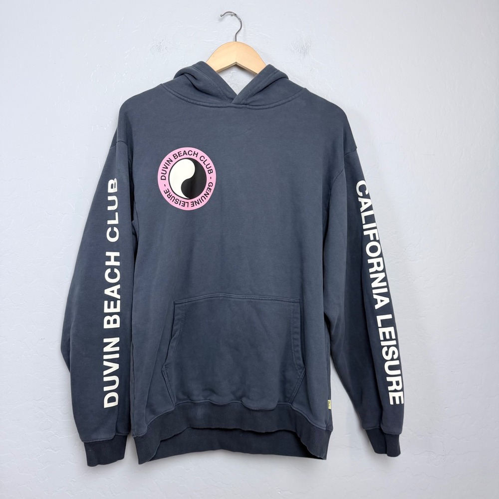 Duvin Beach Club California Leisure Yin Yang Graphic Hoodie Navy Blue Medium